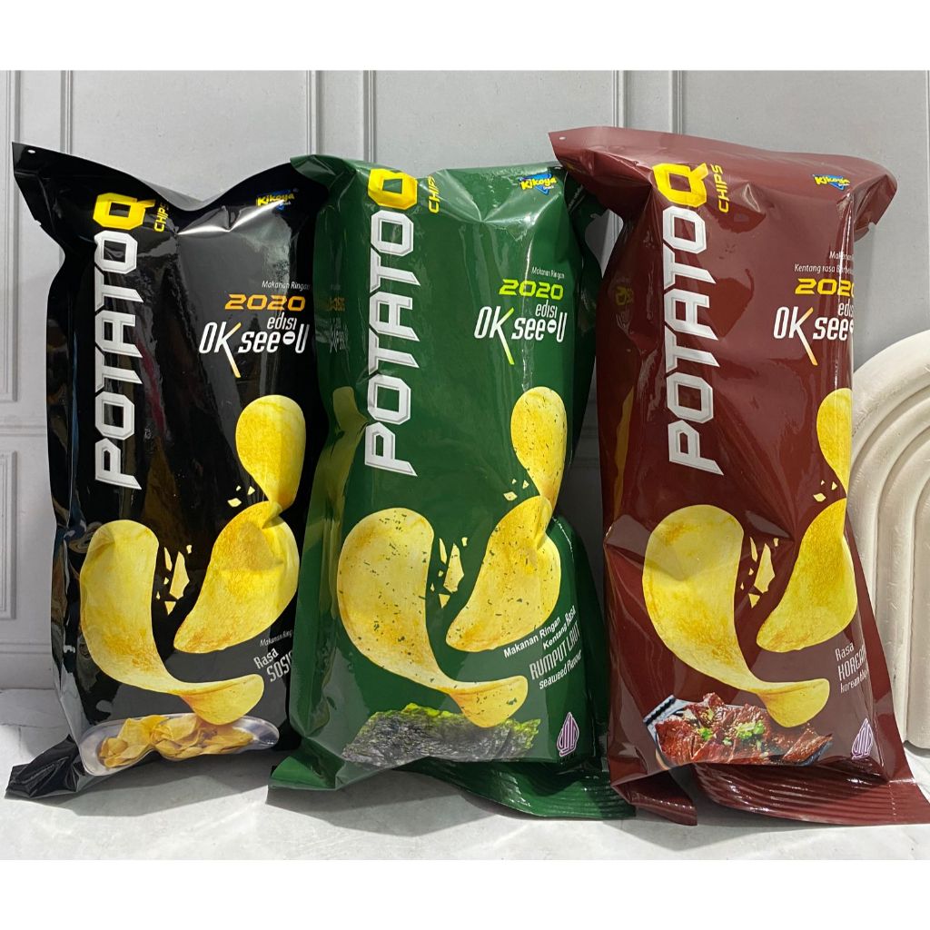 

Cod / Keripik potato varian rasa 1 dus isi (5 packx 10 pcs) / Keripik potato rasa rumput laut, korean bbq, sosis / potato q chips keripik kentang 1 pack isi 10 pcs /Potato q varian rasa