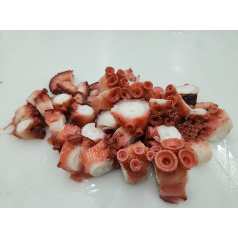 

slice cooked octopus