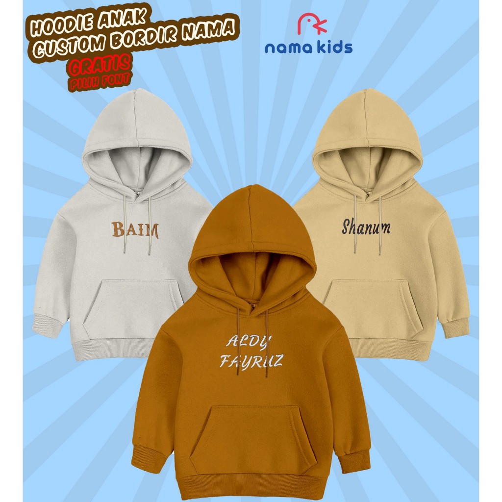 Sweater Hoodie Anak Custom Free Bordir Nama