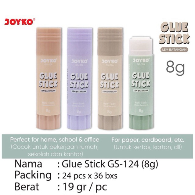 

( 1 pcs ) Joyko Glue Stick GS-124 / Lem Kertas Batangan 8 gr / Lem Stik Daya Rekat Kuat Mudah Digunakan