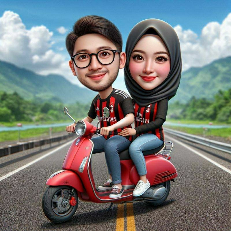 Jasa Edit Karikatur Pre-wedding Pakaian Bola