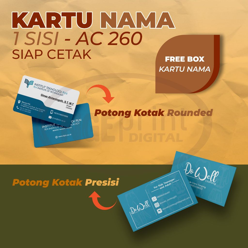 

[Isi 100] Kartu Nama laminasi glossy dan doff / Kartu Nama 1 box isi 100 pcs / Bussines Card murah custom