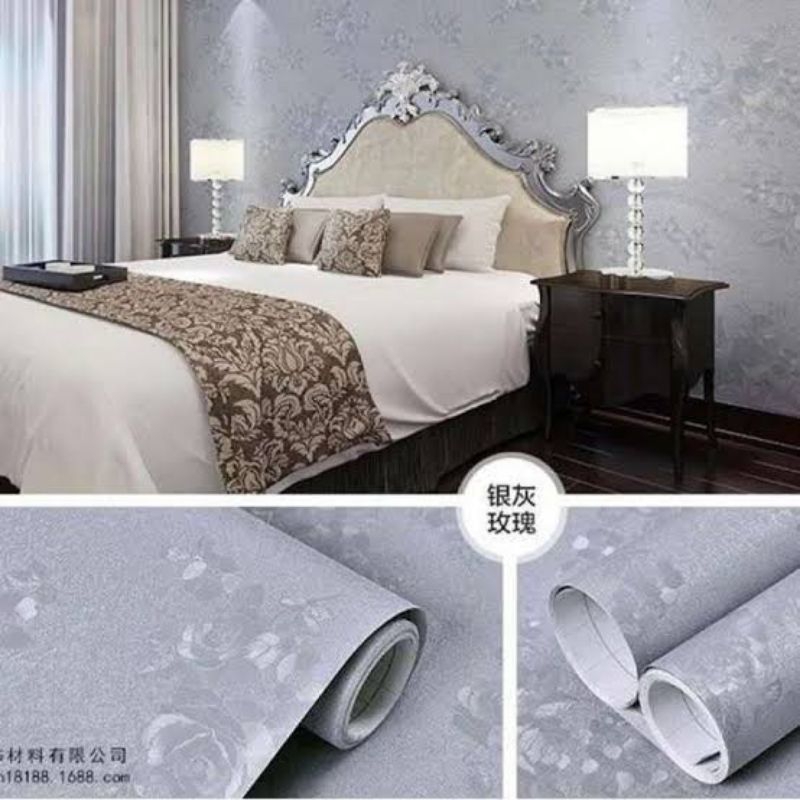 Wallpaper Sticker Dinding Motif Dan Karakter GH130-3 Ukuran 8-9 Meter Embos Silver Termurah