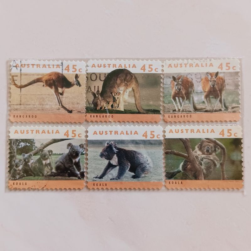 

(AG) Perangko Australia 1994 Australian Wildlife - Kangaroos and Koalas (2nd Series) Set Lengkap 6 pcs Used