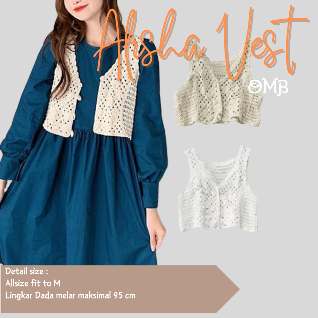 ALISHA VEST RAJUT Vest Crop Top Rajut Serut -#OMB