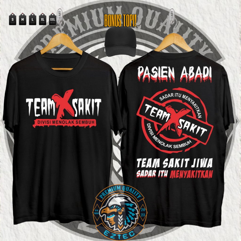 KAOS DISTRO SABLON DESAIN TEAM SAKIT DIVISI MENOLAK SEMBUH PASIEN ABADI ~ BONUS TOPI JARING