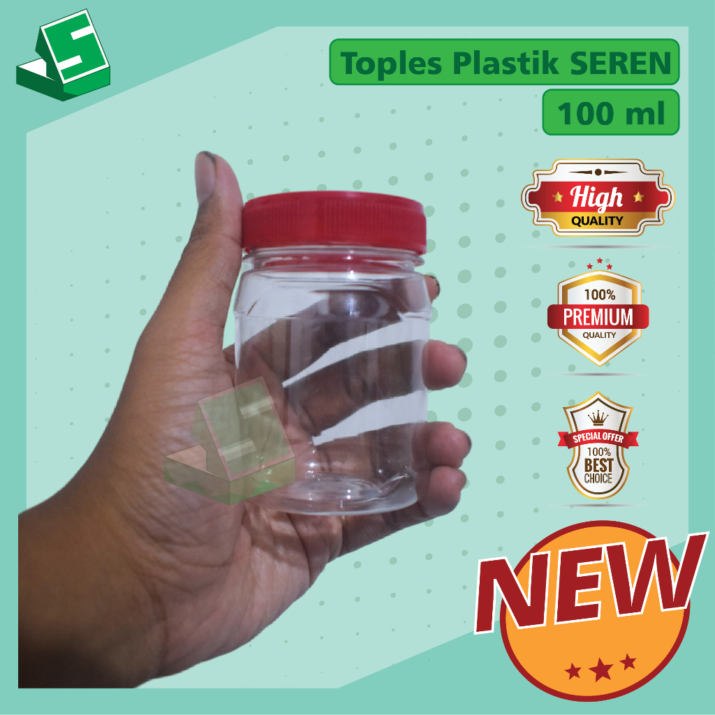 Toples Plastik SEREN 100 Ml / Toples Mini ukuran 100 Ml /Toples mini SN (Short Neck) Leher pendek