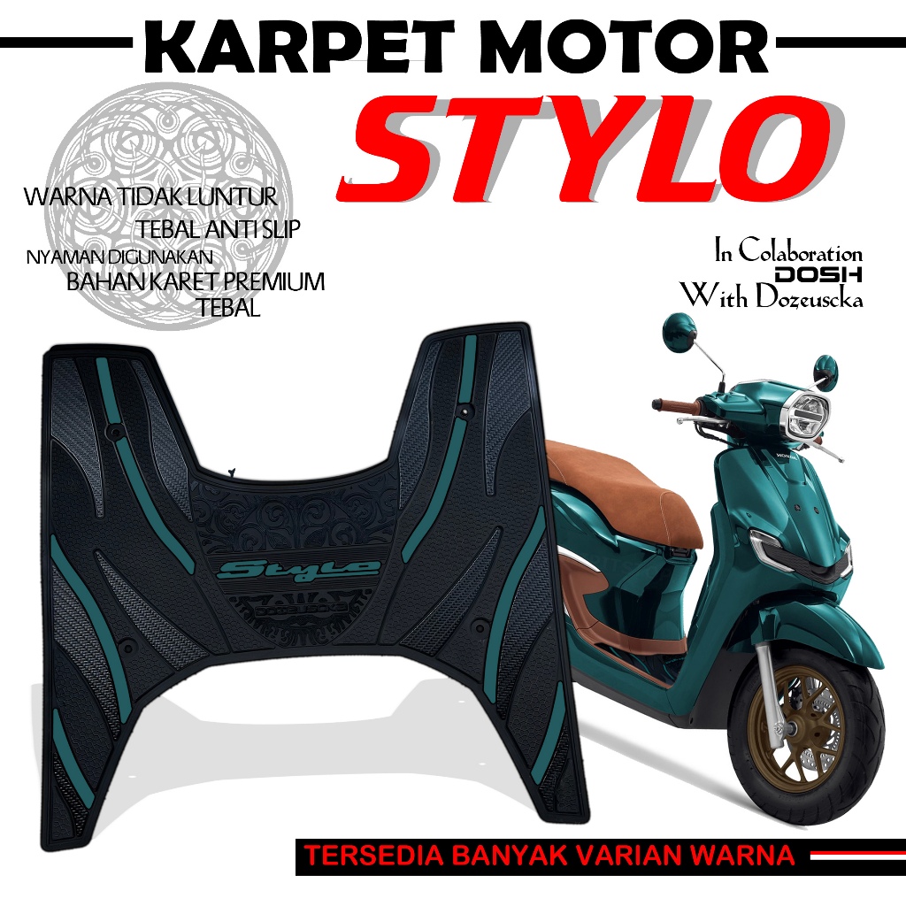 Dozeuscka Karpet Motor Stylo Bahan Karet Premium Warna Tidak Luntur Anti Slip Tebal Nyaman saat Berk