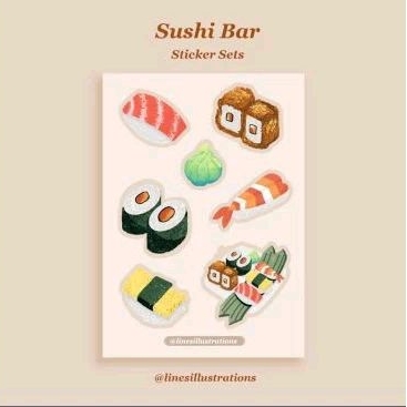 

Sushi Bar A6 Sticker Sheet | Line's Illustrations