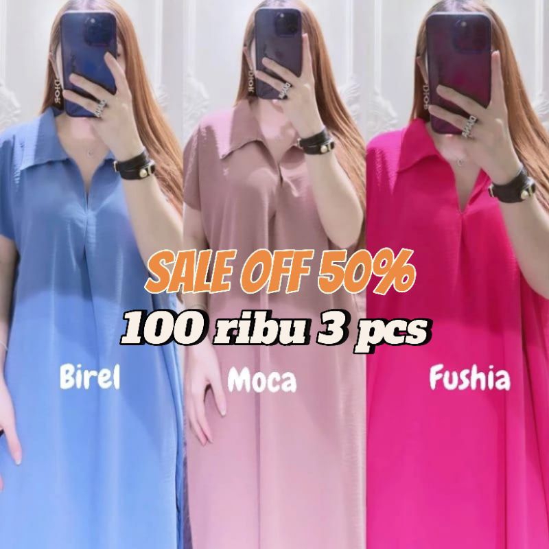 Daster long cringkle 100 ribu dapat 3 baju