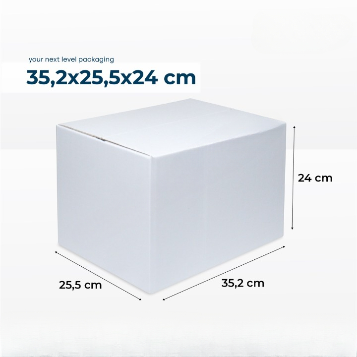 

( 10 pcs ) Box Packing Barang Putih Polos Ukuran 352x255x240mm Dus Karton Kemasan Oleh Oleh