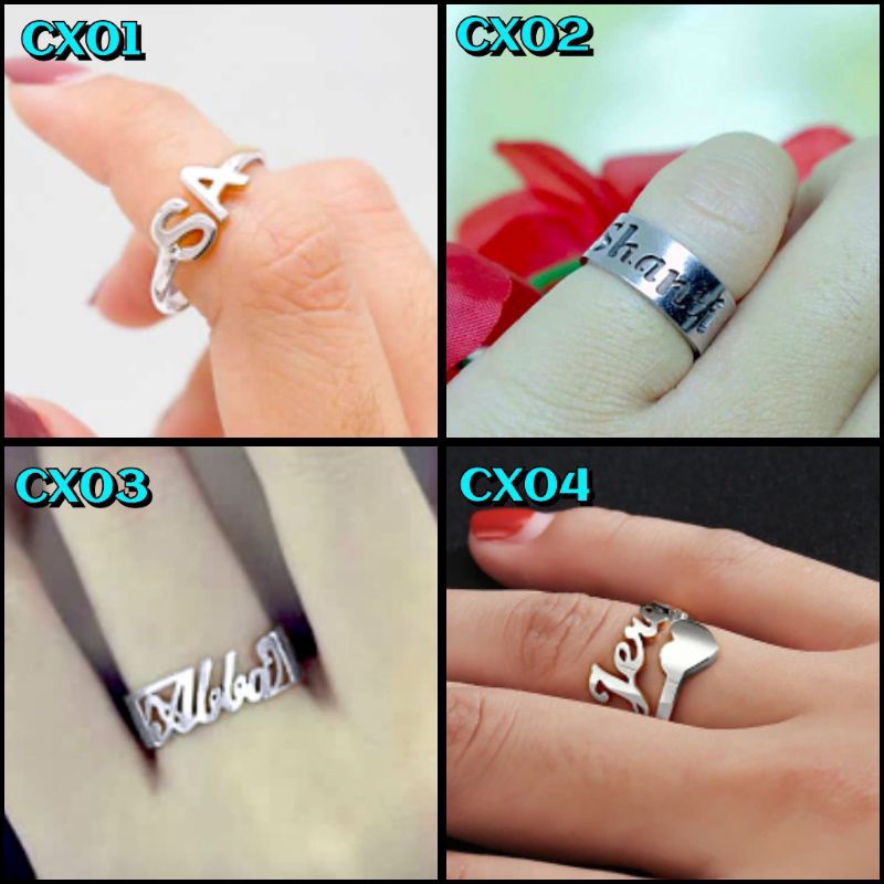 Cincin Nama Sendiri Lapis Emas Murah Cincin Fashion Wanita dan Anak Custom inisial Nama Murah