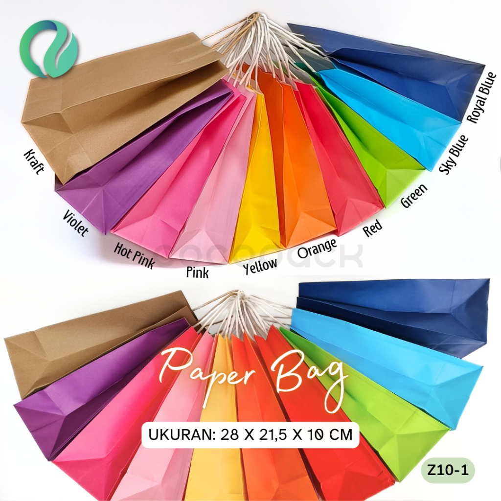 

(5 PCS) Paper Bag Polos Colors Gift Souvenir Tas Kado Goodie Bag 21,5x10x28cm