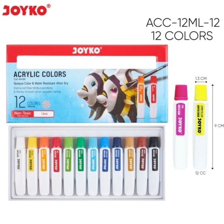 

KODE C8N7 Cat Acrylic Joyko 12 Warna 12ml Non Toxic