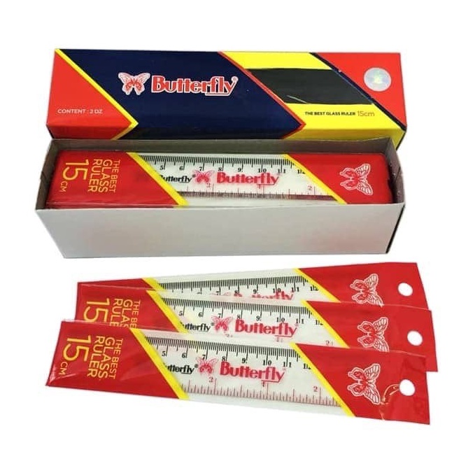 

KODE X3T5 1pak PenggarisRuler PlasticRuler Butterfly 15 CM ISI 24 BIJI