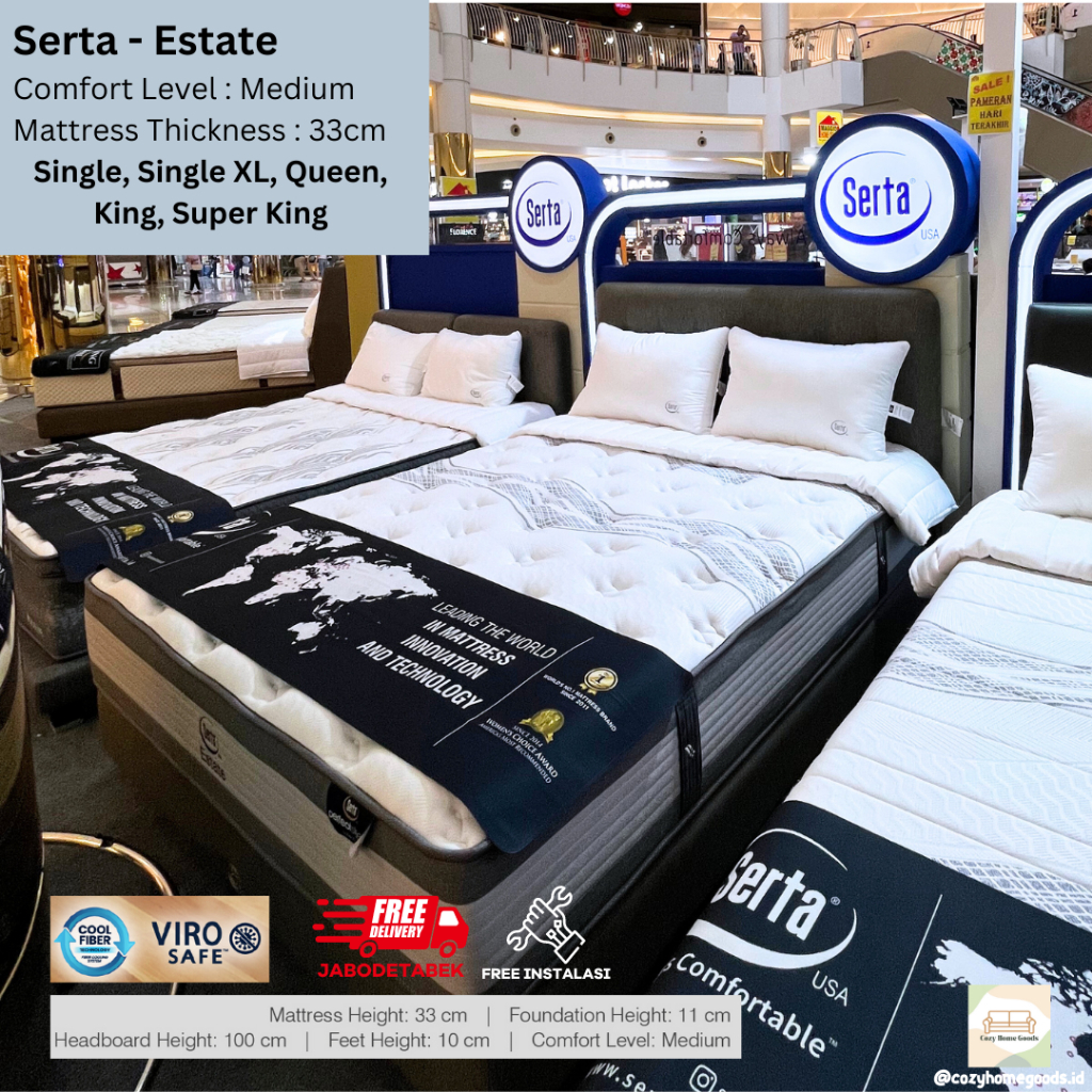 Springbed - Kasur Tidur - Serta - Estate - Matras Kasur - Medium - Serta