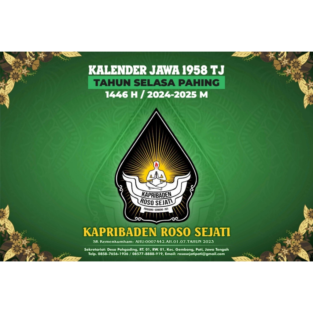 

Kalender Jawa Kapribaden Roso Sejati 1958 Saka 1446 H Lengkap