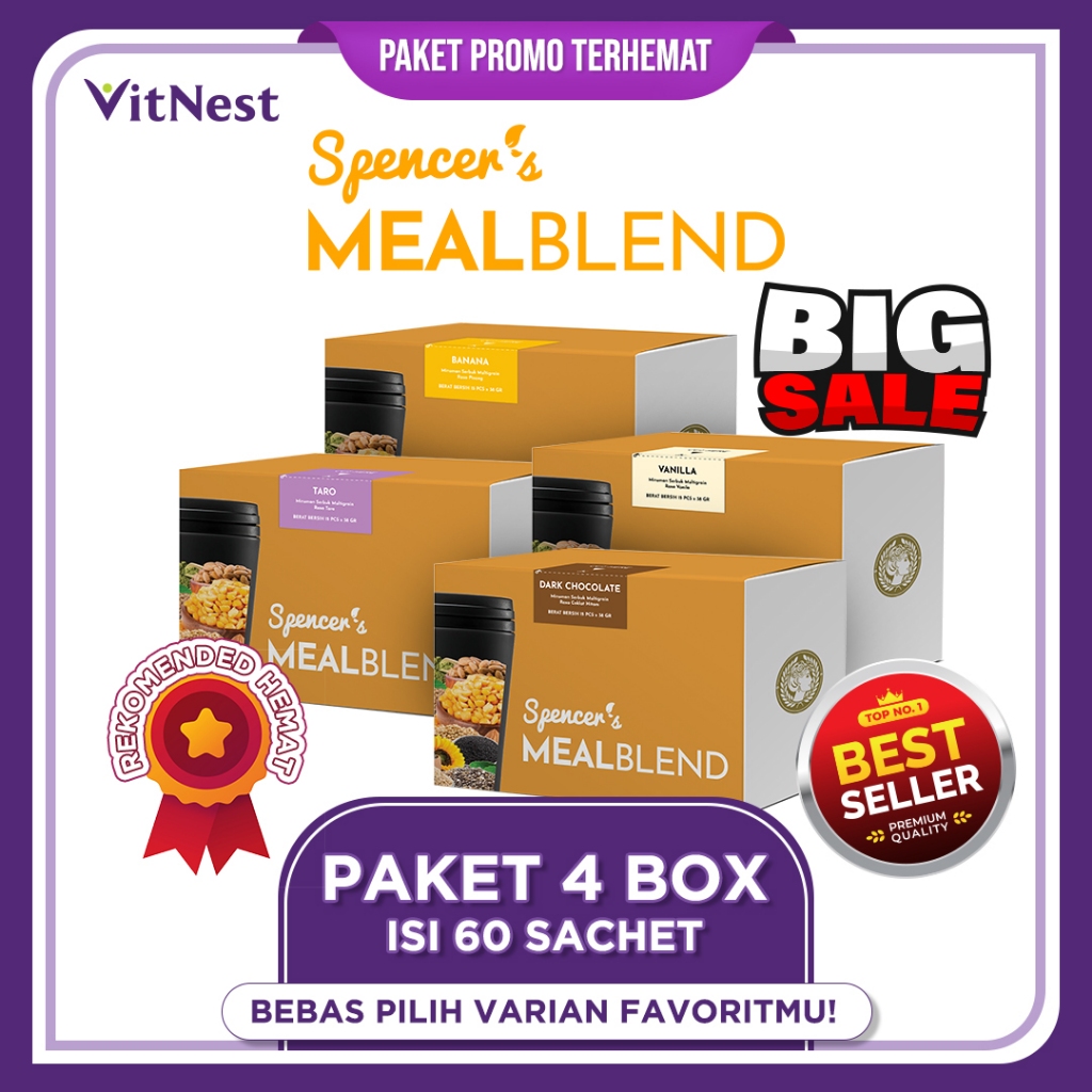 

PAKET PROMO 4 BOX Spencer's MEALBLEND - Campur Rasa Spencers MEAL BLEND FavoritMU - Meal Replacement