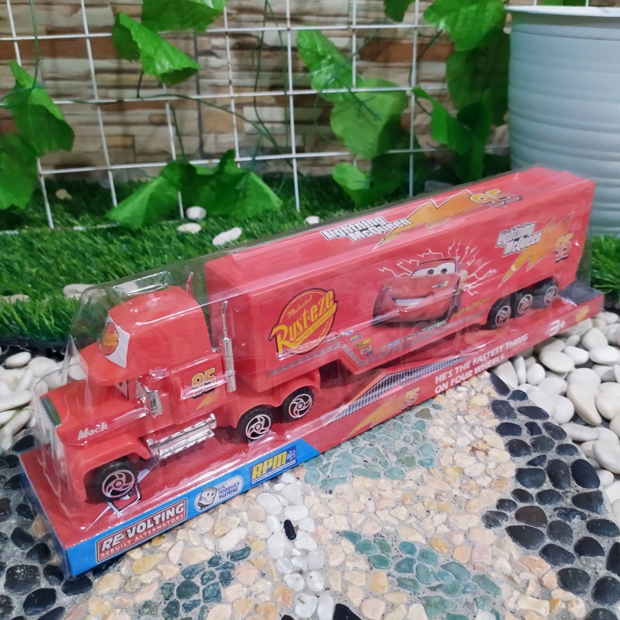 Mainan Truk Kontainer Cars McQueen Murah Dorong Tarik - Mobil Mobilan Miniatur Truck Container light