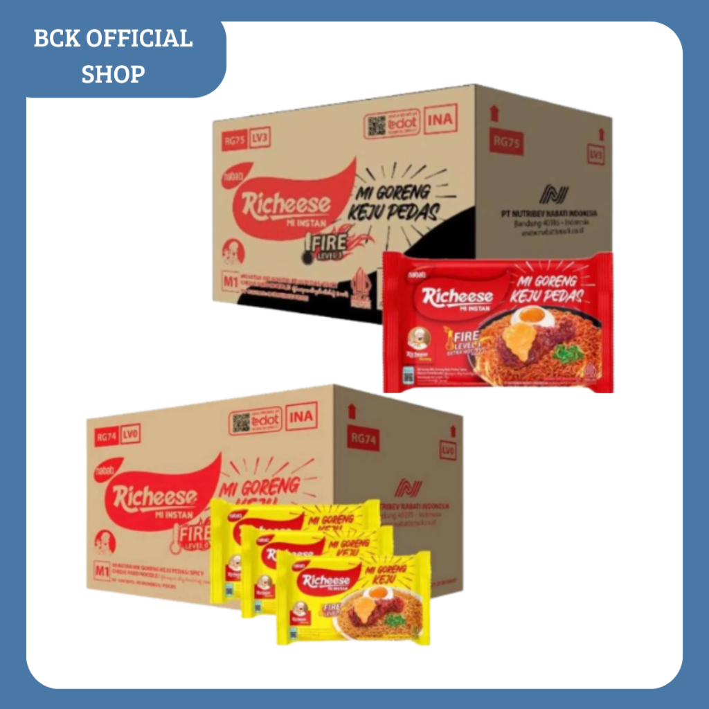 

1 Karton Mie Instan Mie Richeese Goreng / Mi Richeese Ramen 40x65gr