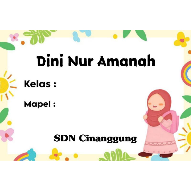 

(ISI 50 PCS) STICKER LABEL BUKU PELAJARAN SEKOLAH BISA CUSTOM NAMA DAN FOTO MOTIF CEWE HIJAB