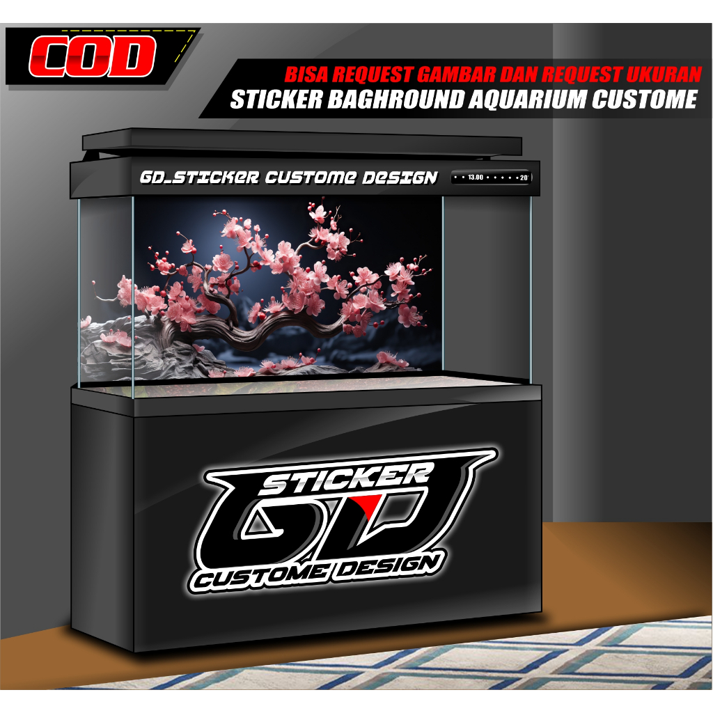 STICKER AQUARIUM / BACKGROUND AQUARIUM WALLPAPER PEMANDANGAN ALAM