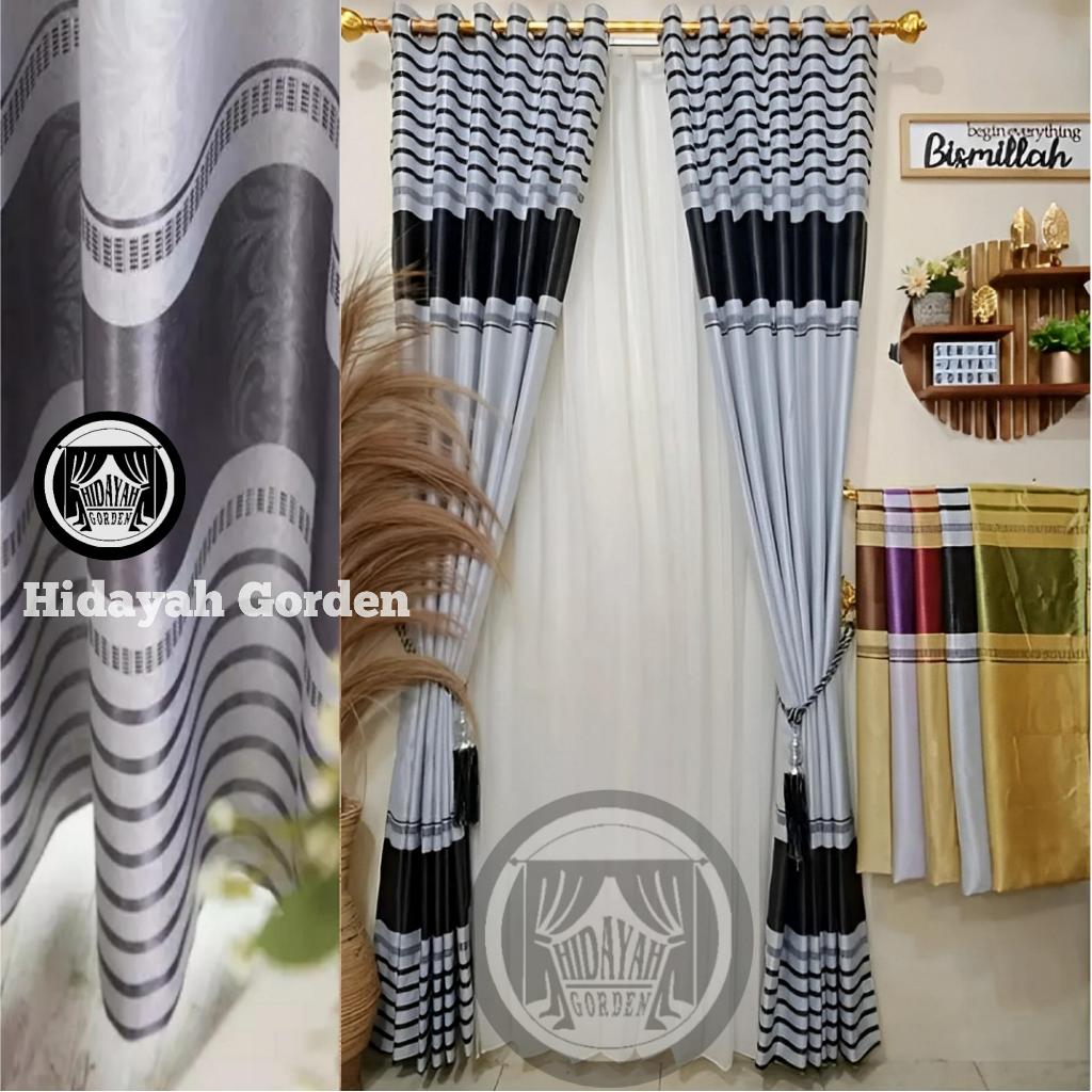 Gorden Jendela Ruang Tamu Minimalis Pintu Kamar Motif Tebal Dari Bahan Import Kain Balck Out 100% Pr