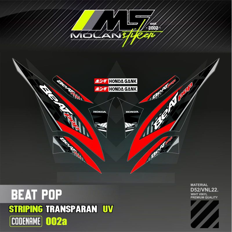Decal Sticker Striping Variasi Transparan Uv Beat Pop Malaysia Honda Beat Pop 110 Esp Cbs Iss Beat P