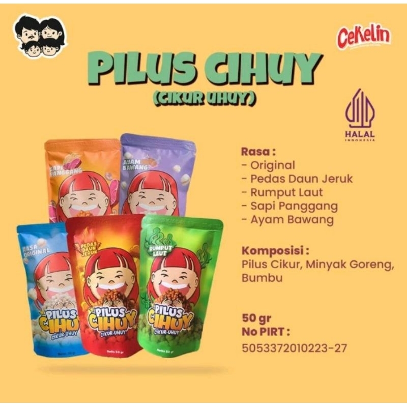 

NEW EDITION || SNACK CEKELIN PILUS CIHUYCIKUR UHUY ANEKA RASA 50 GRAM SUPER RENYAH