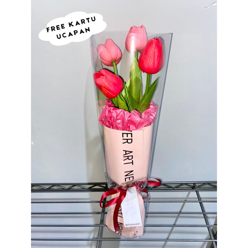 Bouquet Round Tulip Artificial [4 tangkai] / Buket Tulip / Buket Bunga / Bouquet Bunga / Bouquet Tul