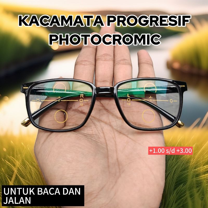 Kacamata Progresif Photocromic Anti Radiasi Untuk Baca dan Jalan Pria dan Wanita Unisex