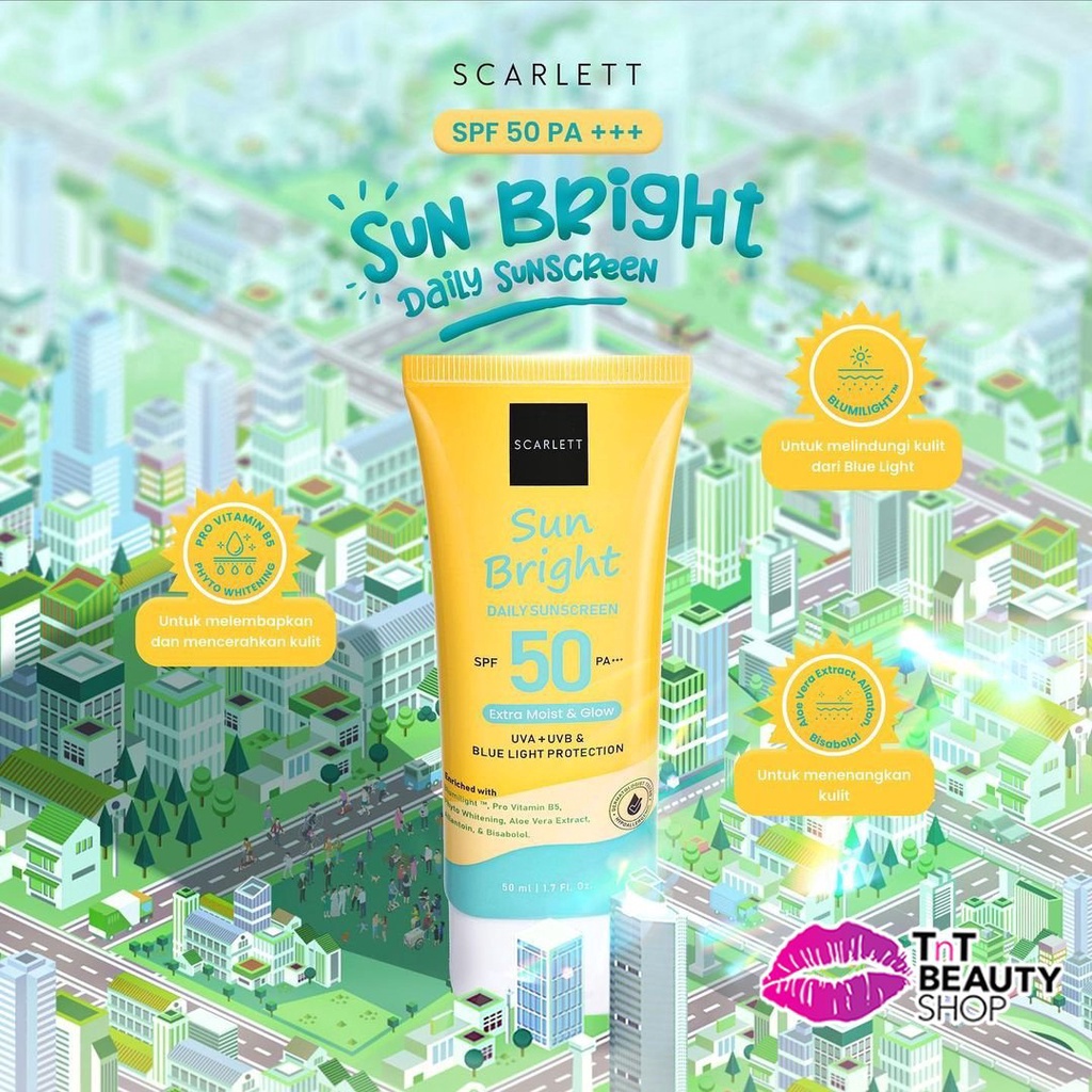 PRODUK TREND Scarlett Whitening Sunscreen Sun Bright Daily SPF 5 PA  TnT Beauty Shop