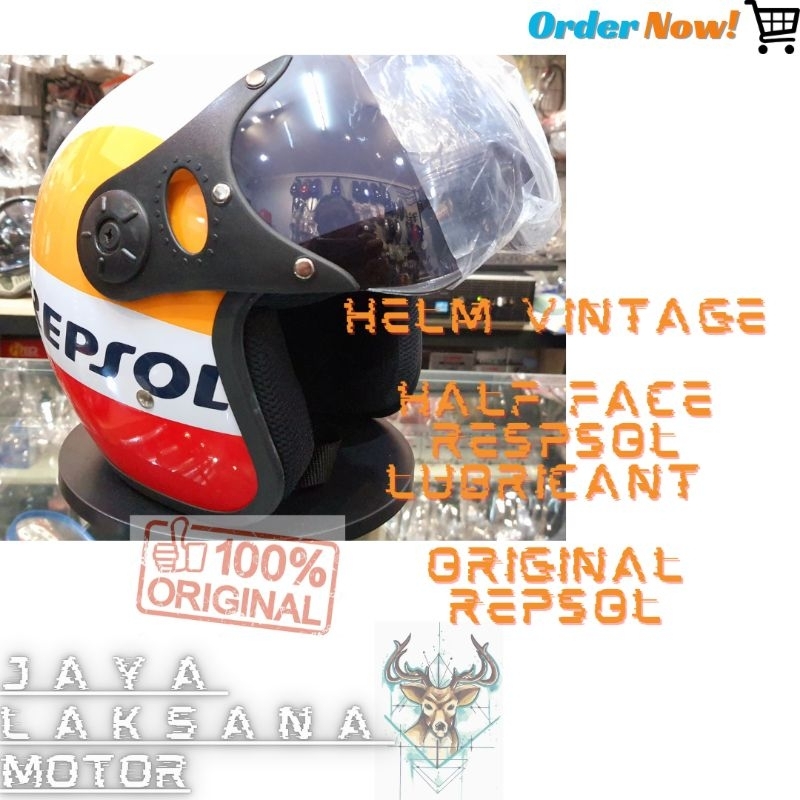 HELM BOGO RETRO HELMET VINTAGE LIMITED REPSOL OIL LUBRICANT