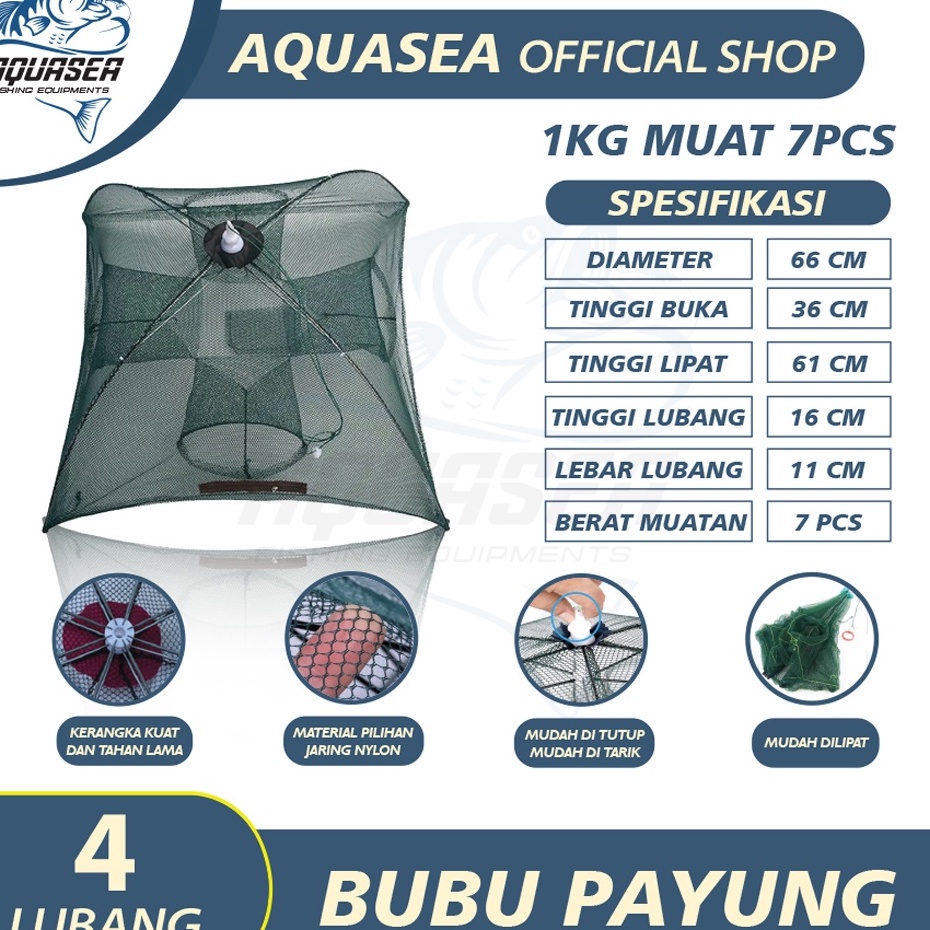 Serba Istimewa  AQUASEA  Payung Bubu 4 Lubang Jaring Jebakan Perangkap Udang ikan Kepiting Model Pay