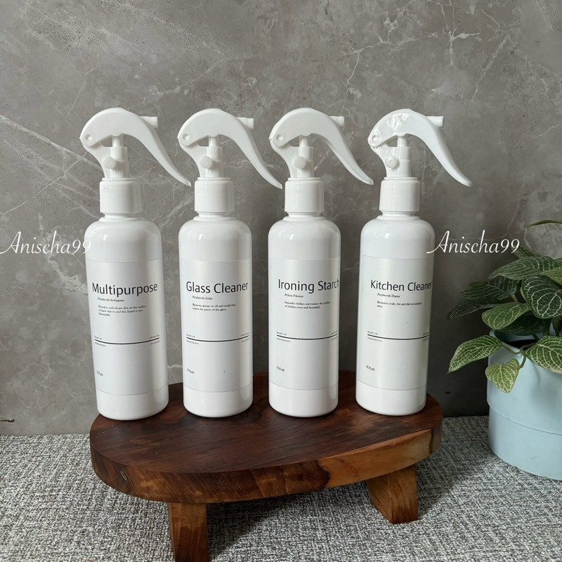 Botol Refill Spray Triger 250ml Putih Slim Free Stiker Nw Desain Anti air