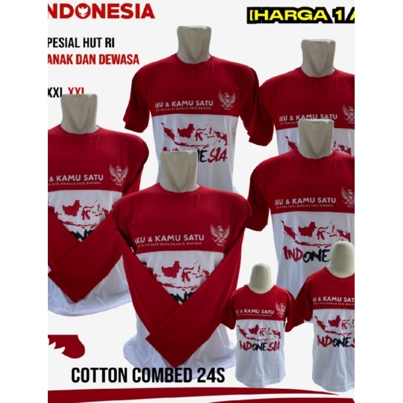 Kaos Merah Putih Special 17 Agustus Seragam agustusan Ready Anak Dan Dewasa Size M LX XL XXL XXL