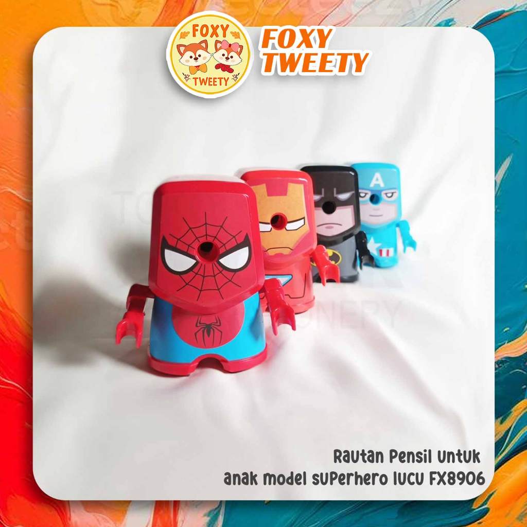 Rautan Pensil Putar KARAKTER SUPER HERO FX-8906/Rautan Pensil Otomatis/Rautan Putar