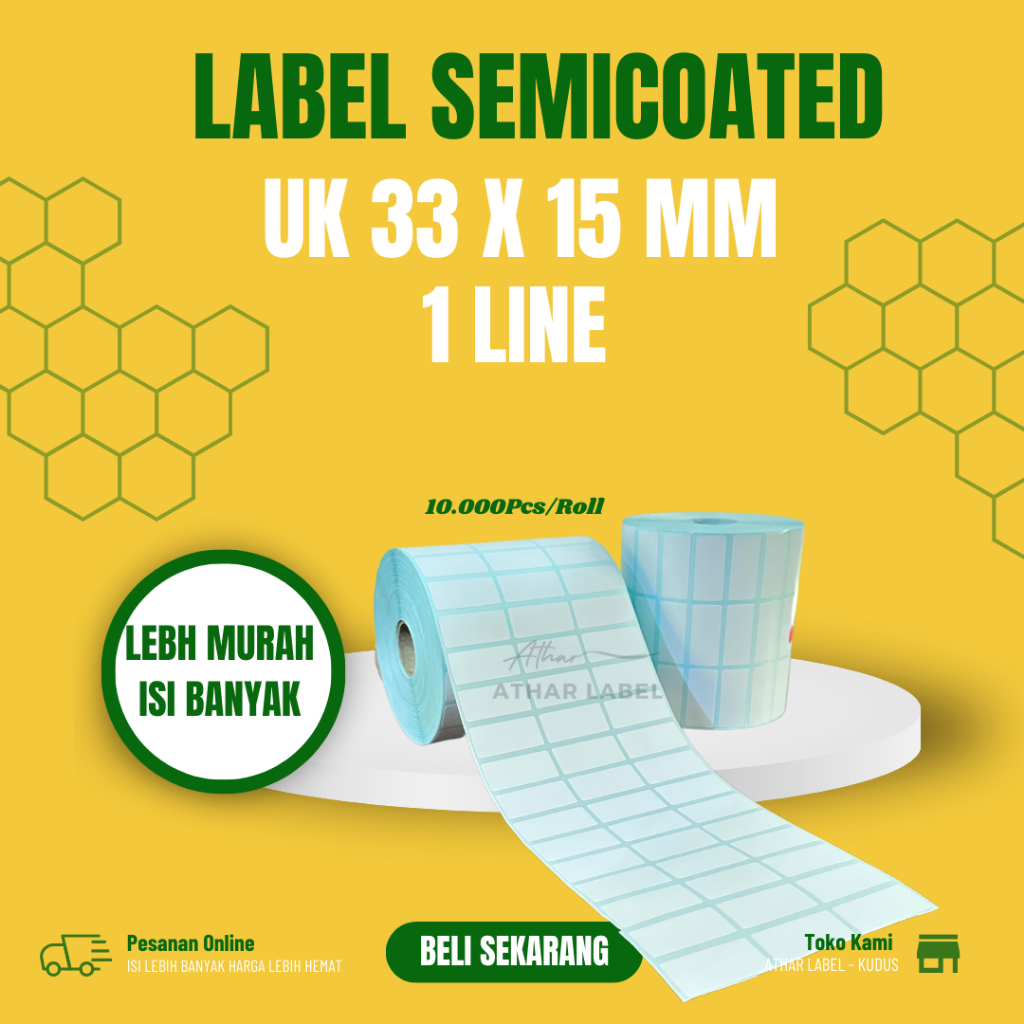 

STIKER LABEL BARCODE Uk. 33 X 15 (3 LINE) SC ISI 10.000 Pcs/ 1 Roll
