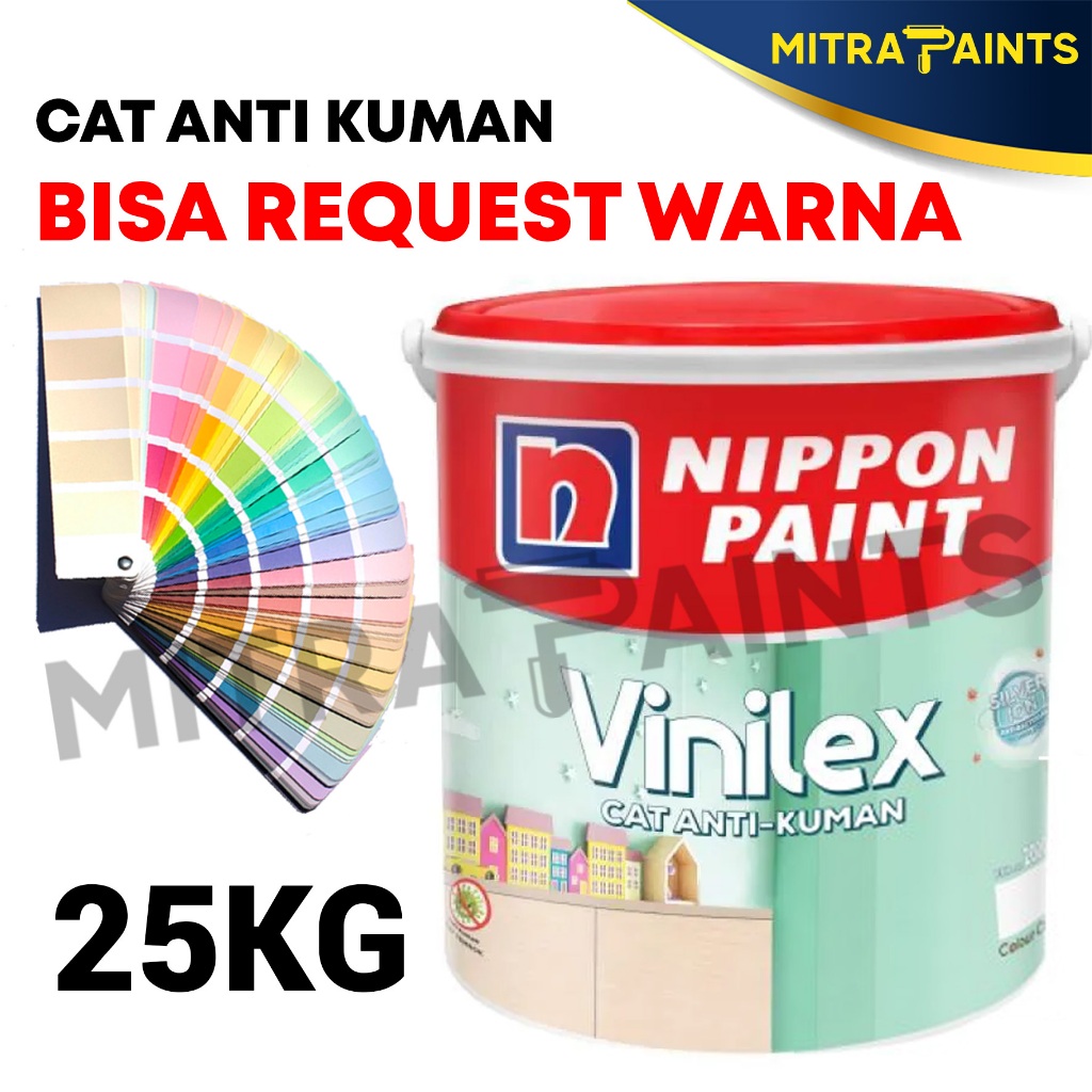 VINILEX SILVER ION 25 KG CAT TEMBOK INTERIOR EKSTERIOR / CUSTOM WARNA / NIPPON PAINT 1 PAIL TINTING
