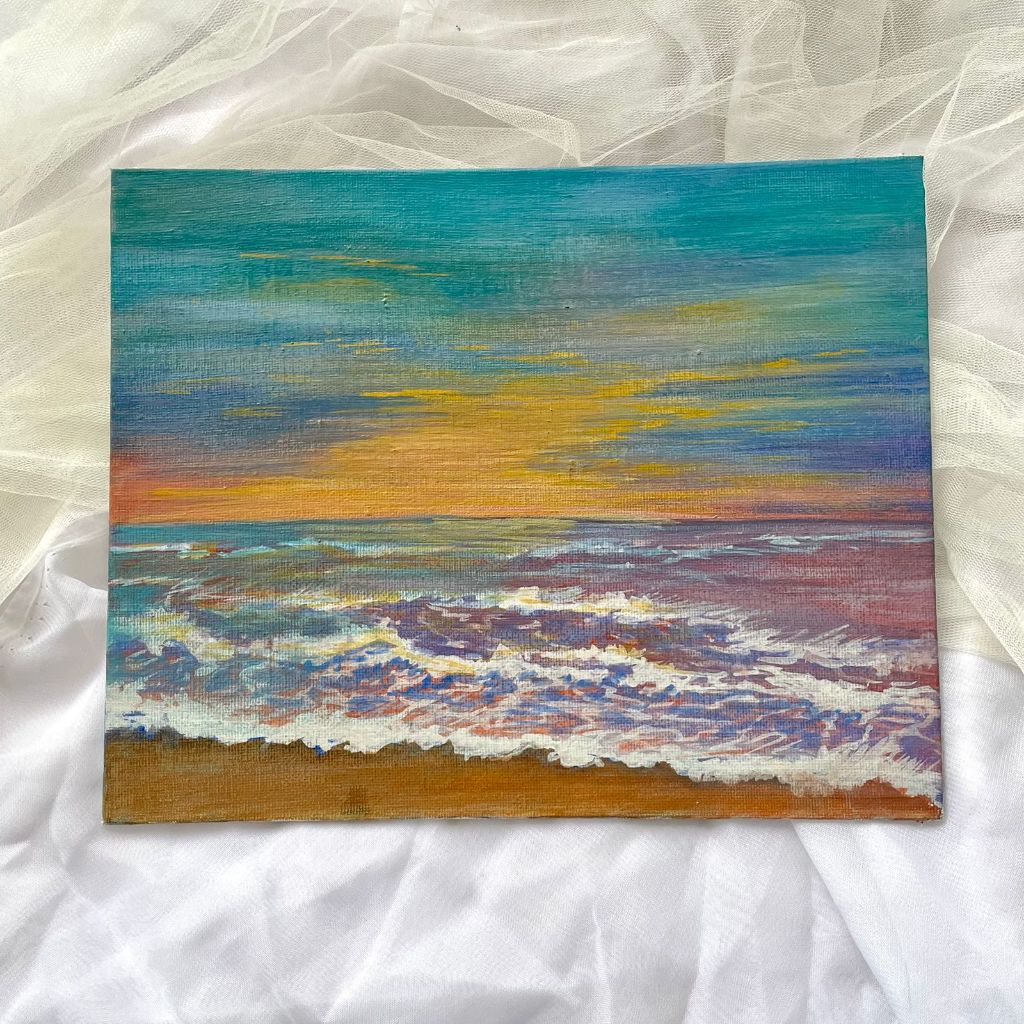 Lukisan laut aesthetic | Canvas Panel | Ver 2 painting gouache pastel aesthetic