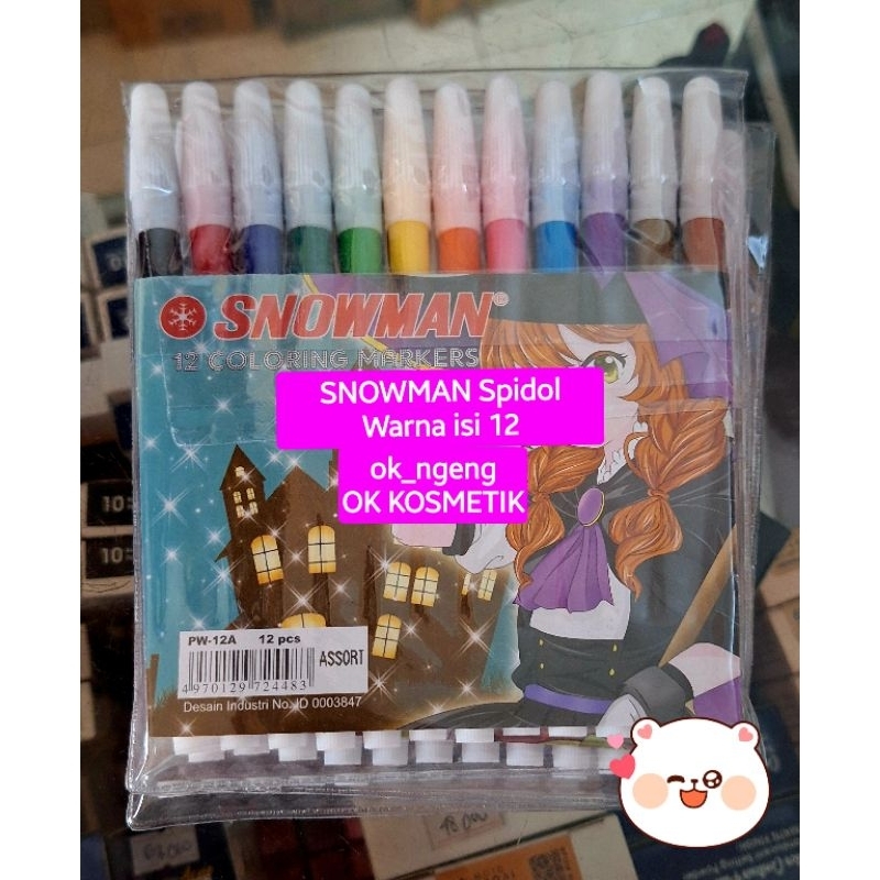 

ok_ngeng (ORI) SNOWMAN Spidol Warna Isi 12 (Bisa COD)