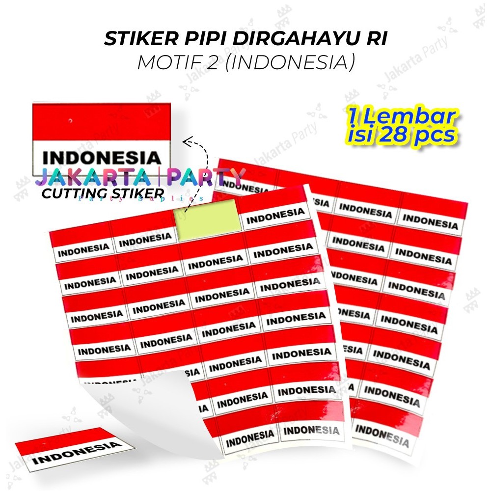 

Stiker Pipi Merah Putih INDONESIA / Stiker Bendera HUT RI polos isi 28 pcs