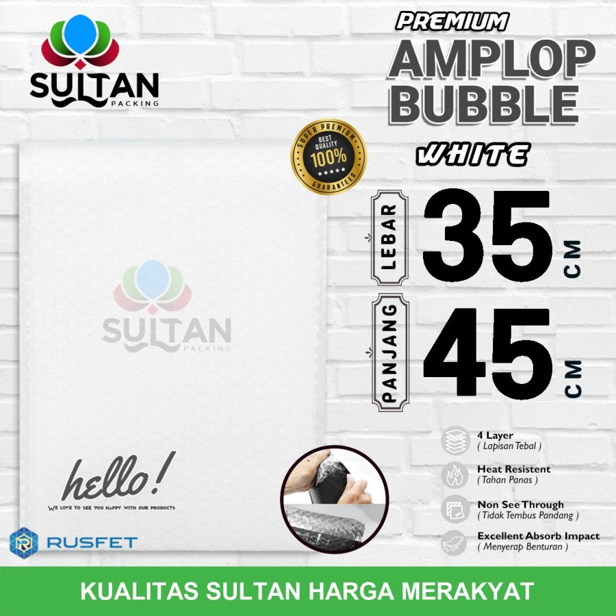 

AMPLOP BUBBLE MAILER WHITE 35x45cm ENVELOPE WRAP RUFSET PREMIUM