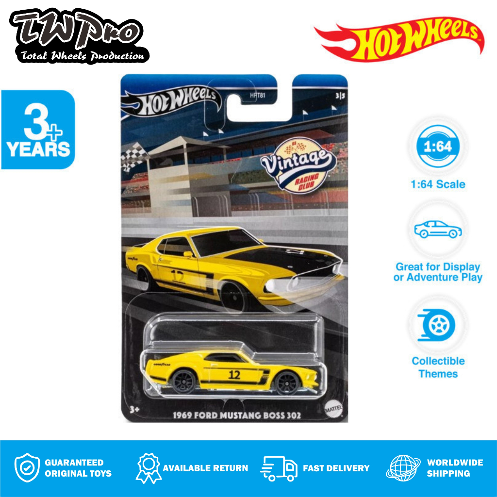 Hot Wheels Vintage Racing Club 1969 Ford Mustang Boss 302 - TWPRO - TW PRO