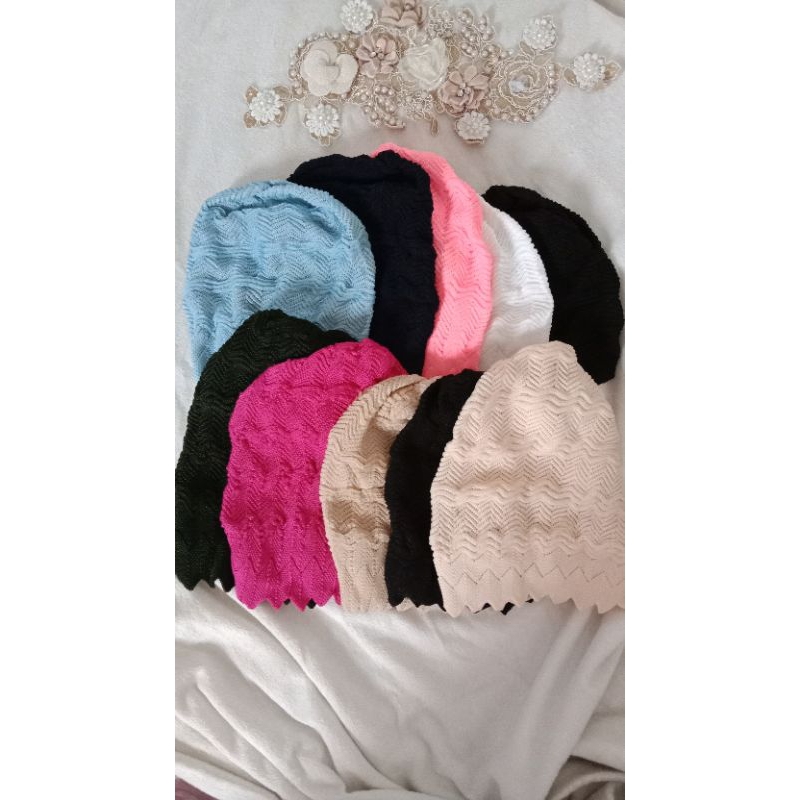 Ciput Rajut Zigzag Antem Kupluk Tertutup Belakang