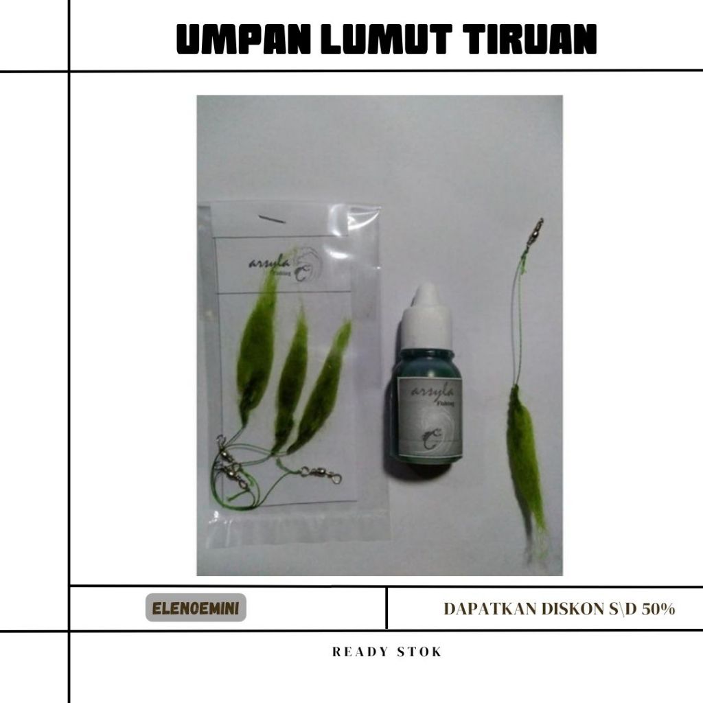 ✨ Paket Umpan Lumut Tiruan Spesial 3 kail essen Paket umpan lumut tiruan spesial ikan nila mujair