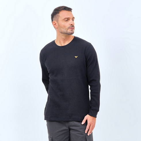 EMBA ORIGINAL SweatShirt Panjang Waffle Regular - Baju Panjang COWOK // REVO FASHION