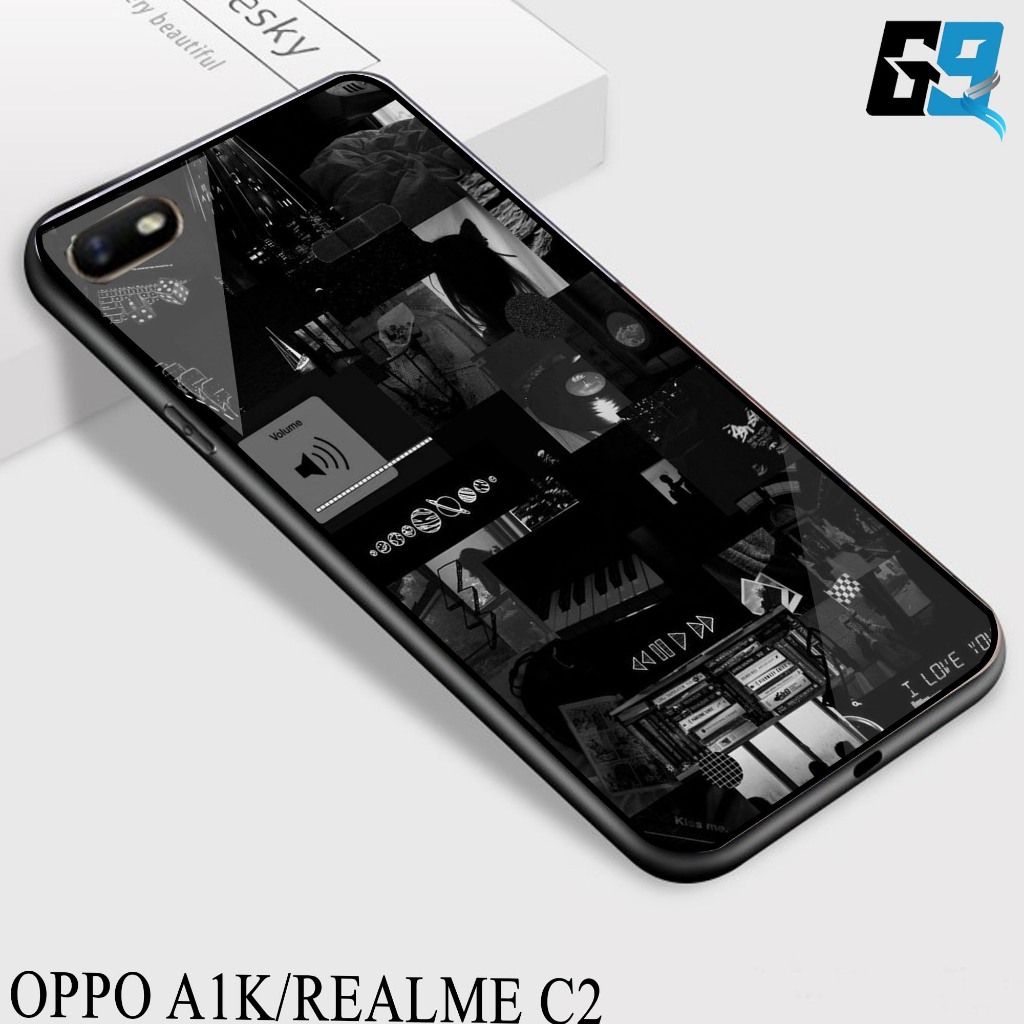 Case Oppo A1K/Realme C2  [ BlackAesthetic 01 ] Aneka casing, case, kondom hp, custom case, case aest