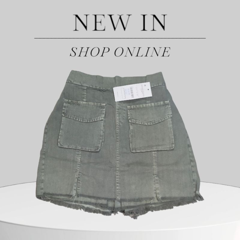 rok celana cargo jeans premium pendek wanita/rok celana cargo