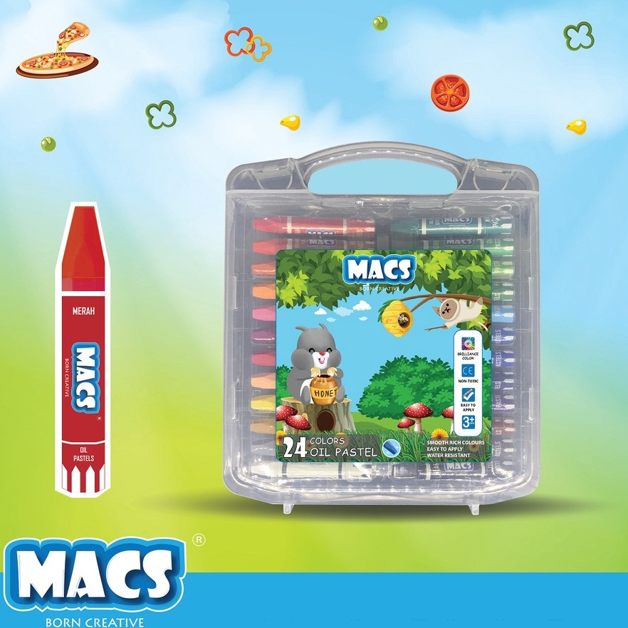 

KODE N1N Krayon warna MACS Crayon Oil pastel 24 color